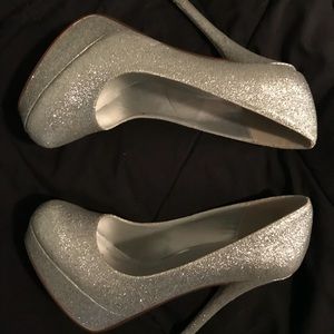 Silver sparkly heels